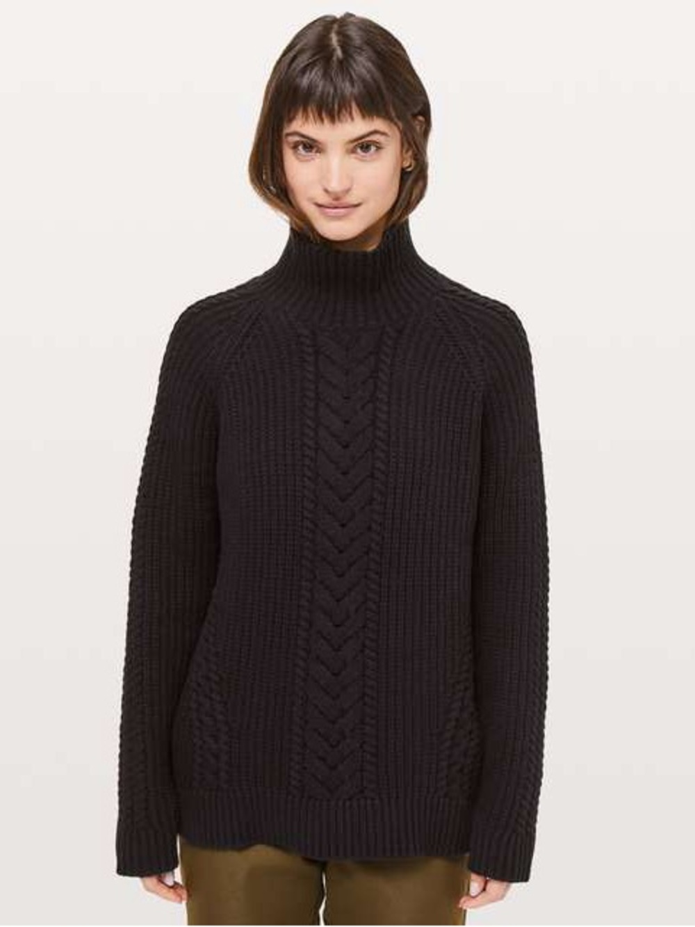 lululemon athletica Bring the Cozy Back Black Cable Turtleneck Sweater
